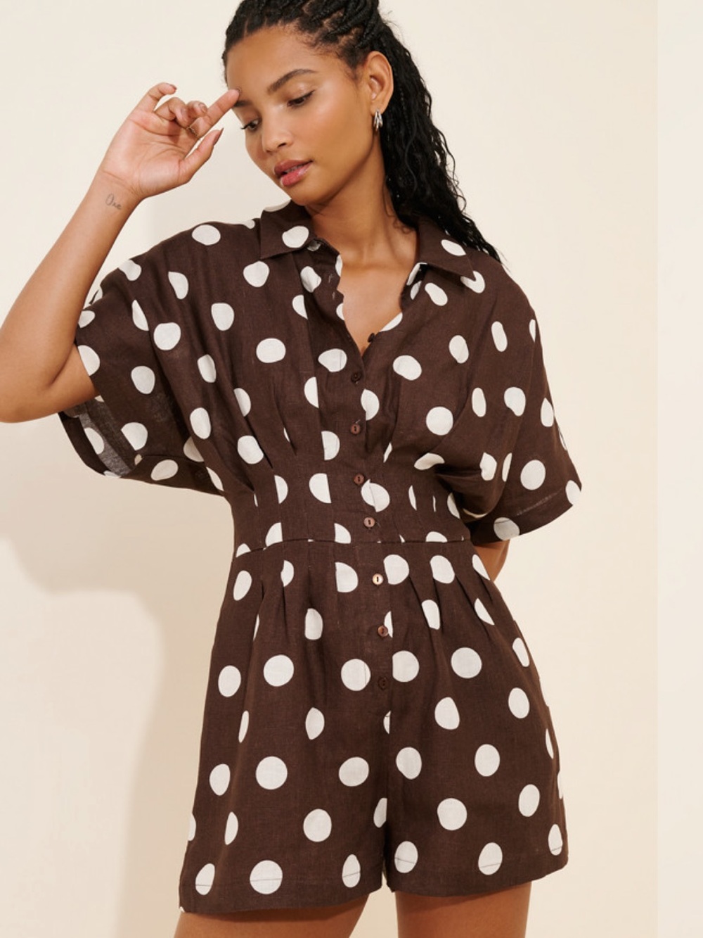 Exquise Linen Tobie Shirt Romper Linen Edition